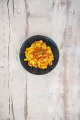 tasty pasta Italian meat sauce pasta on the table