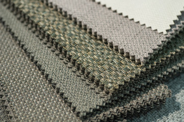 Upholstery fabric samples. Fabric for a furniture upholstery. Textile industry background