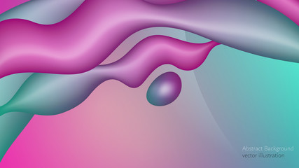 Illustration of abstract liquid background, blue and pink gradient. Vector illustration.