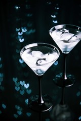 martini glass on a black background