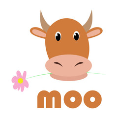 Cow Cartoon style. Vector illustration Colorful and funny composition.