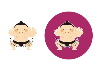 相撲。力士のクリップアート。相撲をとる力士。