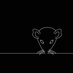 I love rats. heart black rat head. face contour vector image