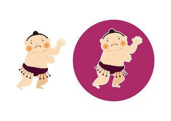 相撲。力士のクリップアート。相撲をとる力士。