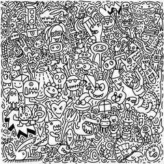 monster and things doodles Hand painted