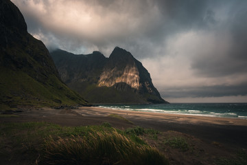Kvalvika beach is one of the most popular touristic attractions. Very famous hike to Ryten mountain.