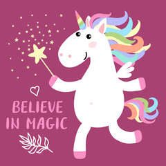 Cute Magical Unicorn Head Vector Design