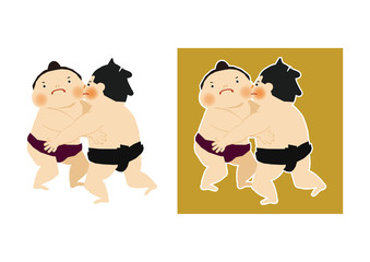 相撲。力士のクリップアート。相撲をとる力士。