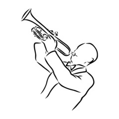trumpeter with trumpet, tube 