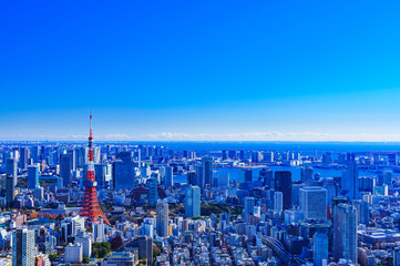 東京　都市風景　風景　日本　Tokyo　景気　経済　金融　青空　ランドマーク　シンボル　パノラマ