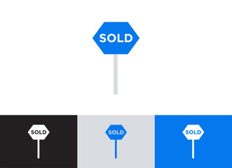 sold banner glyph vector icon - ui icon vector