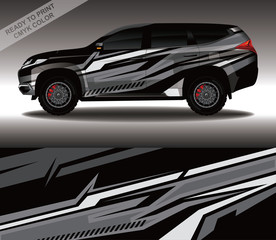 Obraz premium Car wrap decal design vector, custom livery race rally car vehicle sticker and tinting.