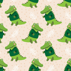 Obraz premium Cute cartoon crocodile