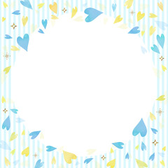 ブルーのハートとストライプの背景素材（正方形）