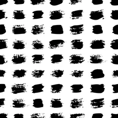 Gordijnen Grunge penseelstreek naadloze patroon. Abstracte textuur hand getekend met een inkt. Vector Monochrome Scandinavische achtergrond © Sini4ka