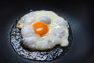 Close up fried egg, traditional healthy easy  meal