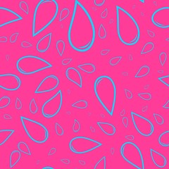 Blue drops of water on a pink background, seamless pattern texture for zina, vector
