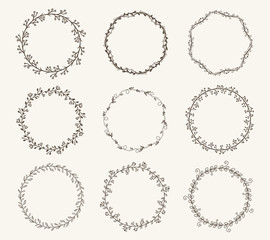 Vector set of border circle frame