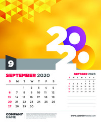 Calendar 2020, Montly template design