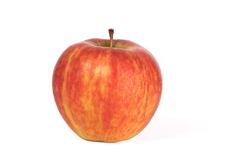 ripe tasty striped apple isolated on white background.