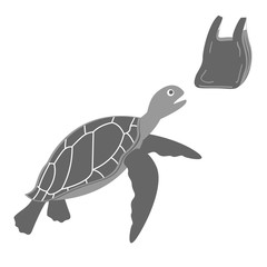 Tortue qui mange un sac plastique