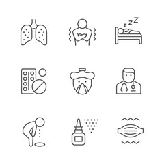 Set line icons of cold and flu
