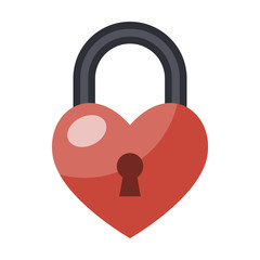 heart lock isolated flat color icon