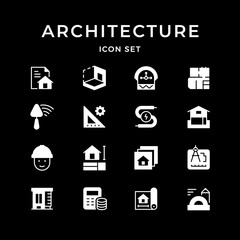 Set glyph icons of architectural