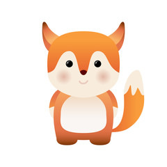 Cartoon funny cute fox isolated on white background. Can be used for t-shirt print, kids wear fashion design, baby shower invitation card
