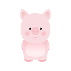 Obraz na płótnie Canvas Cartoon funny cute pig isolated on white background. Can be used for t-shirt print, kids wear fashion design, baby shower invitation card. Little Pig. Cute Cheerful Funny pig
