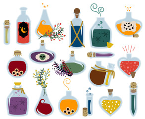 Vector Collection of Magical Potions and Bottles