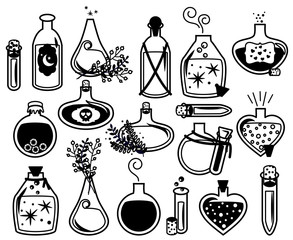 Vector Collection of Magical Potions and Bottles