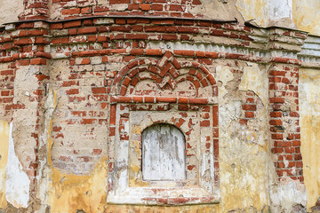 Texture of brick wall of antique building as background