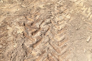 lots tire track on soil for background