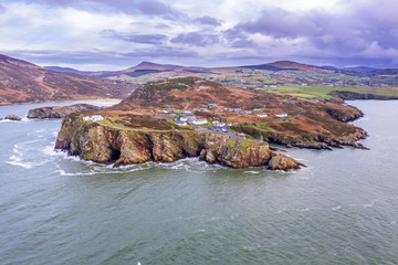 Aerial view of Fort Dunree and Lighthouse, Inishowen Peninsula - County Donegal, Ireland