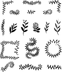 Collection of Black Floral Decorative Borders and Frames For Logos and Design