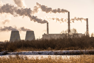 Industrial smoke stack of coal power plant