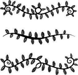 Collection of Black Floral Decorative Borders and Frames For Logos and Design