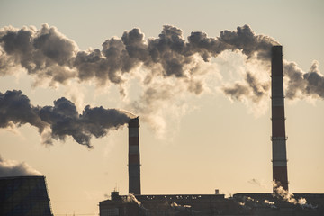 Industrial smoke stack of coal power plant