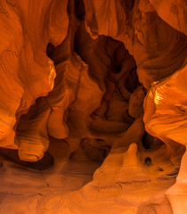 General view of the reddish caves of Can Riera very similar to the Antelope canyon.