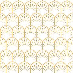 Artdeco gold and white vintage geometric seamless vector pattern. - obrazy, fototapety, plakaty