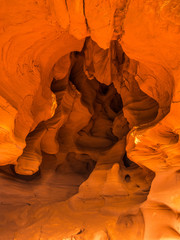 General view of the reddish caves of Can Riera very similar to the Antelope canyon.