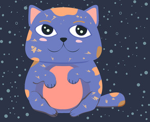 Cute cat. Vector print design. Animalistic illustration