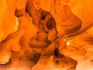 General view of the reddish caves of Can Riera very similar to the Antelope canyon.
