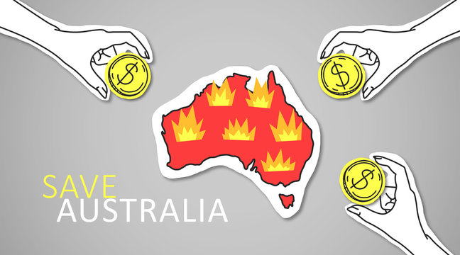 People Donating Finances For Burning Australia, Panorama