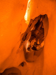 General view of the reddish caves of Can Riera very similar to the Antelope canyon.