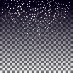 Random falling white star snowflakes