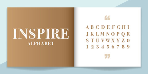 Elegance font and alphabet set. Lettering Design for magazine, poster, logo or advertising media. Typography fonts uppercase and number.