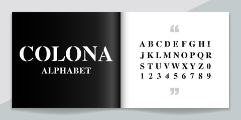 Premium font and alphabet set. Lettering Design for magazine, poster, logo or advertising media. Typography fonts uppercase and number. © n.ko.studios
