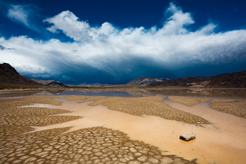 Fototapeta na wymiar The Death Valley Landscape after a harsh rainstorm